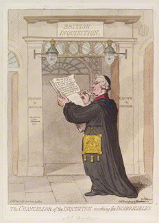 NPG D12473; Edmund Burke ('The chancellor of the inquisition marking the incorrigibles') by James Gillray, published by  Hannah Humphrey