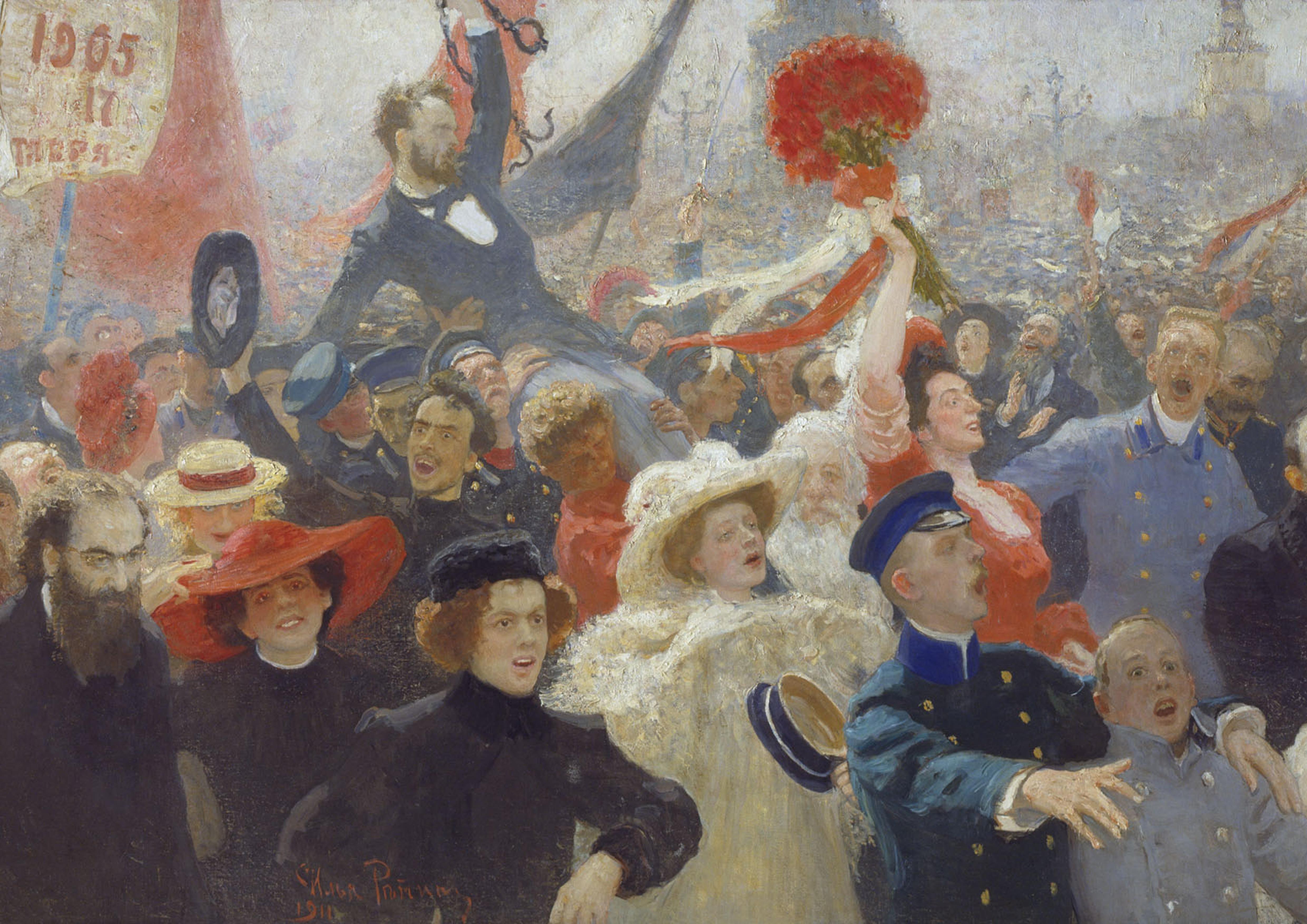 Демонстрация картина. Картина Репина манифестация 17 октября 1905. Репин революция 1905 года. Репин манифестация 1905 года.